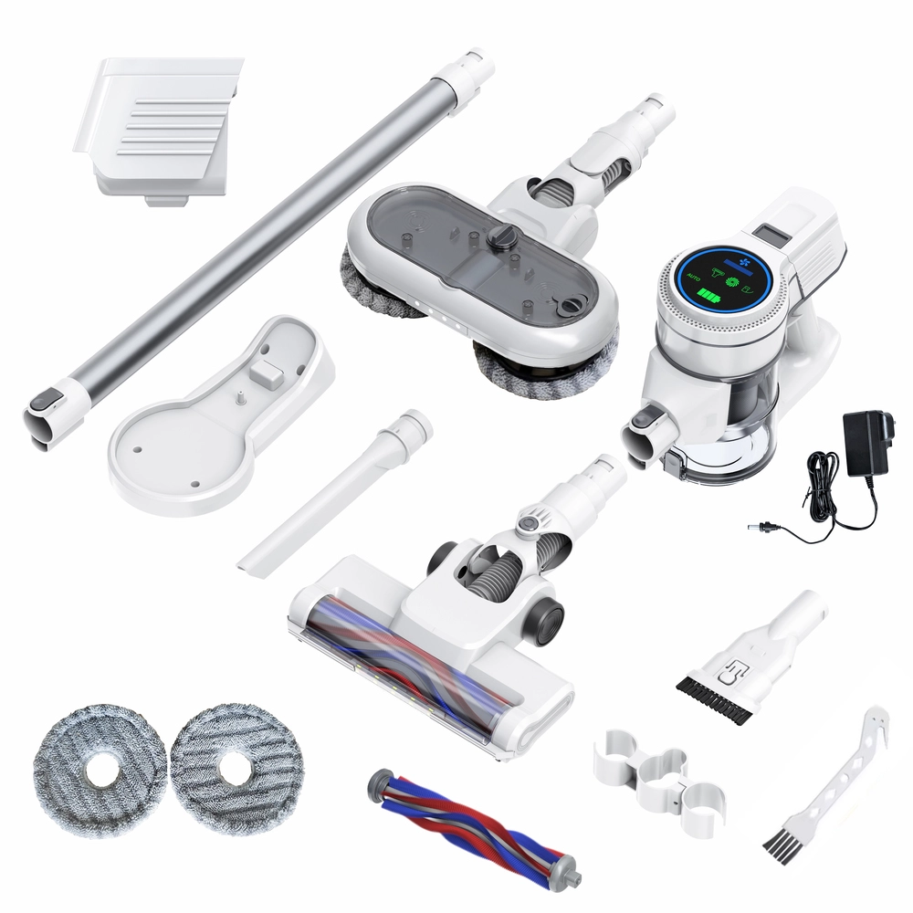 Aspirator fără fir 2 în 1, cu 2 baterii și curățare uscată/umedă